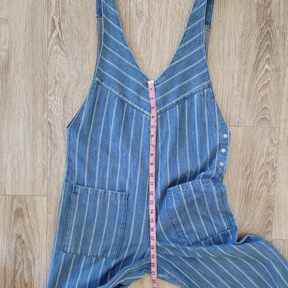 Zara Trafaluc Denim Pinstripe Jumpsuit Romper One Piece - Picture 5 of 12